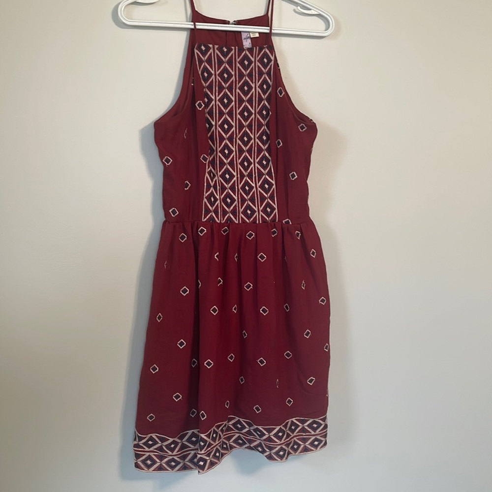Alya Red Embroidered Dress - Small